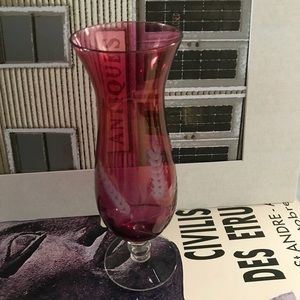 VINTAGE Stunning CRANBERRY ETCHED GLASS VASE.